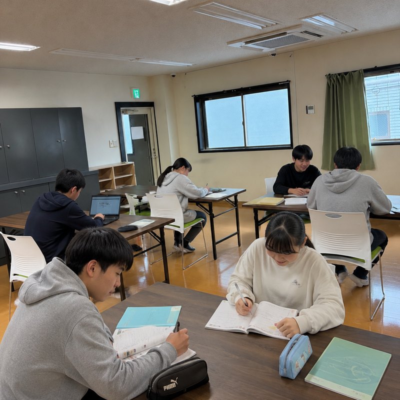イロハ三ツ境で学習に取り組む生徒たち